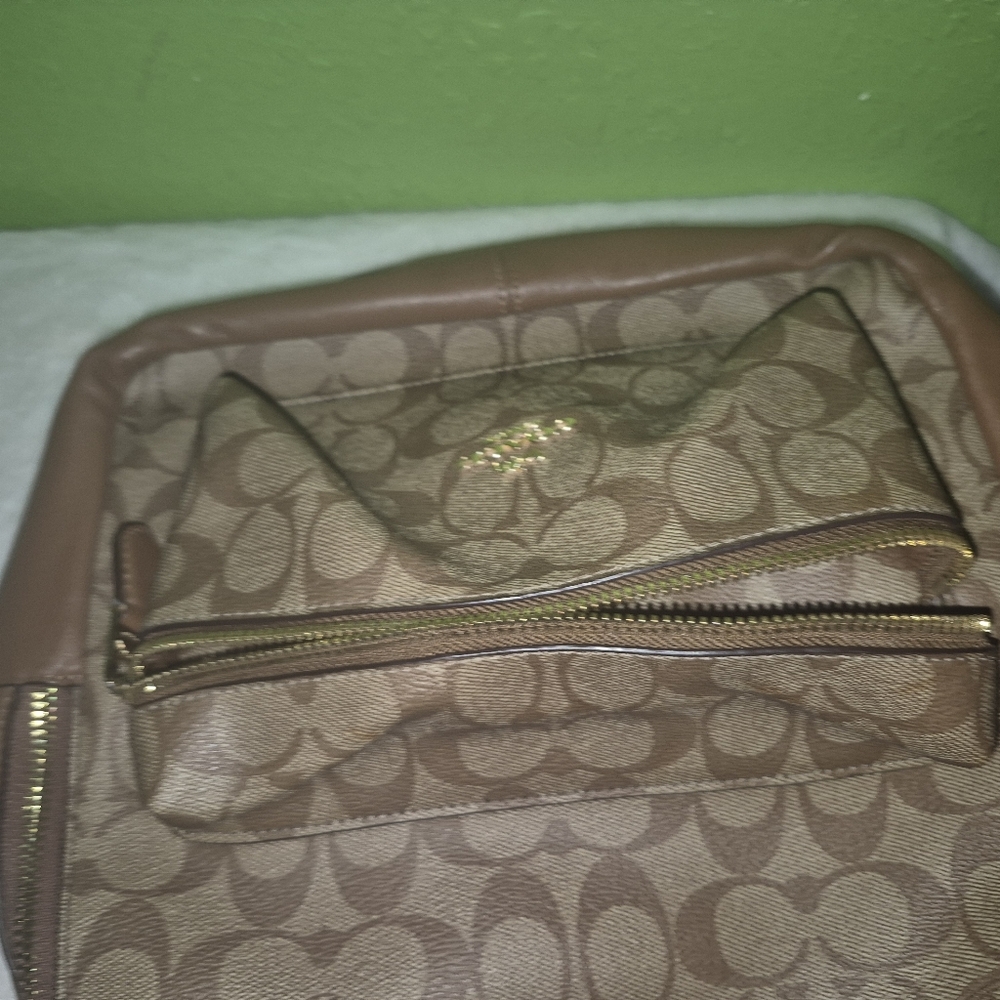 Coach Signature Brown Backpack with Gold Accents - Picture 7 of 7